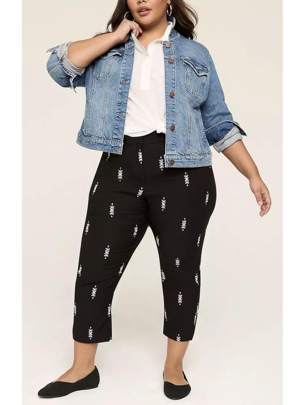 Lane Bryant Embroidered Four Seasons Slim Capri Trouser - Women's 18